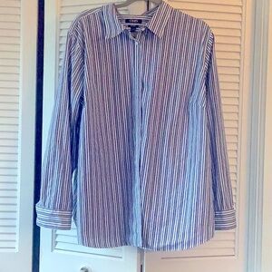 CHAPS Women’s Long Sleeve Blue Stripe Blouse